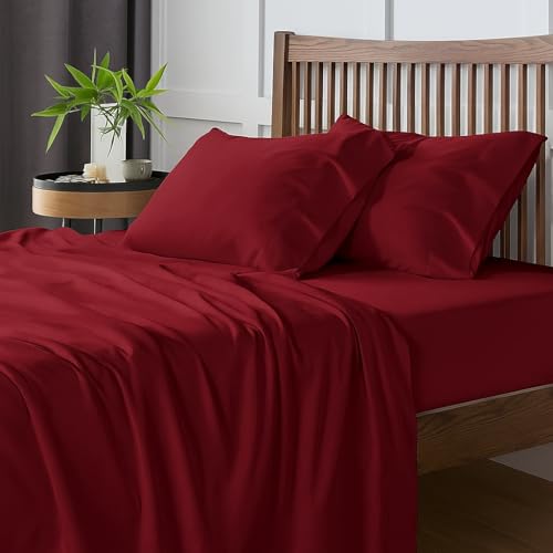 Image of Bedsheet for King Bed Microfiber Bed Sheets-Hotel Luxury Bedding 1800, Ultra-Soft Microfiber Wrinkle Free Luxury - Marron King