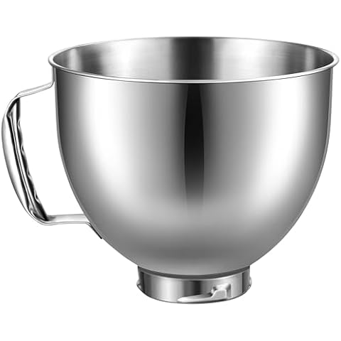 Stainless Steel Mixer Bowl for KitchenAid Artisan & Classic Series 4.5 Quart / 5 Quart Tilt-Head Stand Mixers, KSM150 Stainless Steel Bowl Replacement, Mixing Bowl for KitchenAid, Silver Cover