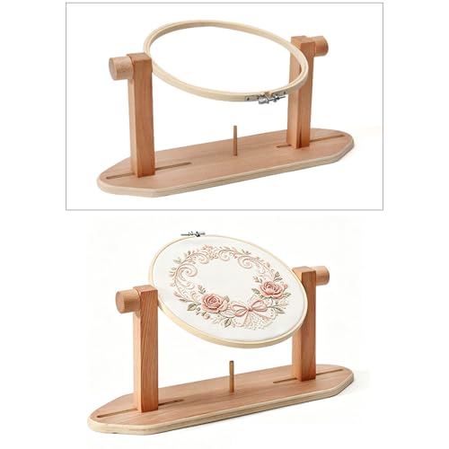 Soporte de bordado portátil de madera ajustable para coser en el sofá 2