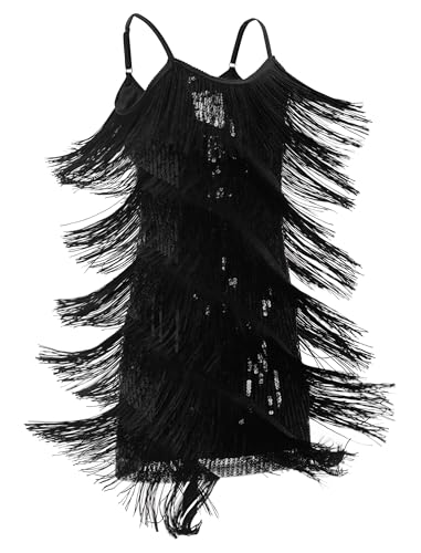 Robe de danse latine pour filles à franges FYMNSI