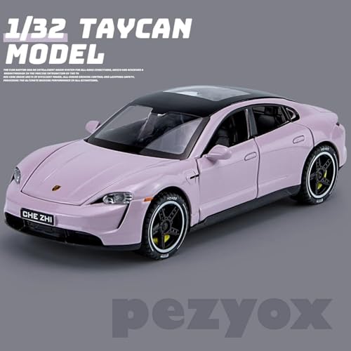 Image of Porsche Taycan 1:32 Scale Exclusive Alloy Metal Pull Back Die-cast Car Model with Sound Light Mini Auto Toy for Kids (White)
