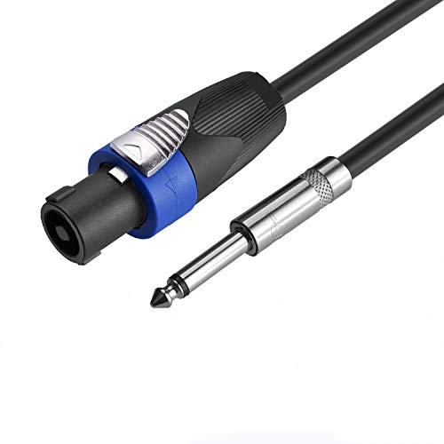 pro 25 feet speakon to 14 speaker cable - 25 ft 12 gauge speakon to 14 male inch audio amplifier connection heavy duty cord - single