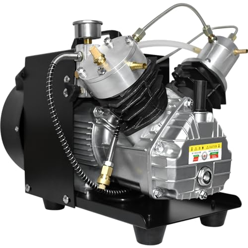 TUXING PCP-Kompressor, 4500 Psi/300 Bar/30 MPa, Hochdruckkompressor mit tragbarem Doppelzylinder-Mini-Luftkompressor zum Aufpumpen von Tauchflaschen, PCP-Luftgewehren und Paintball-Gewehren TXEDM041