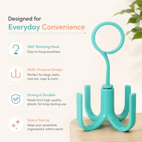 Image of Heda Multi-Function 360 Rotatable 4-Claw Hook Hangers | Space Saving Closet Organizer for Clothes, Bags & Accessories | Multicolor (3)