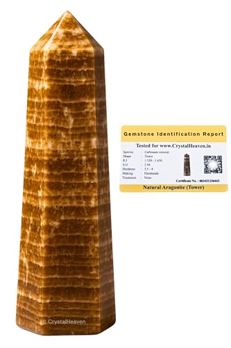 Image of Crystal Heaven Certified Aragonite Crystal Tower Obelisk Point for Chakra, Healing and Balancing - AAA Grade Original Certified Gemstone Agate for Reiki Meditation Yoga Spiritual (2-3 Inches)