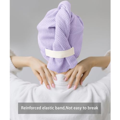 Image of ROLSHOL 2 Pack Waffle Microfiber Hair Towel Wraps for Women, 32 x 11 in