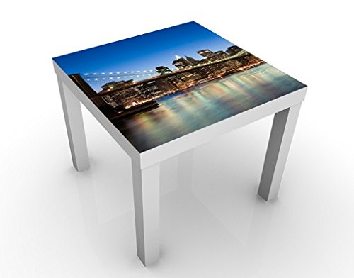 Apalis Table Basse Design Brooklyn Bridge in New York 55x55x45cm, Tischfarbe:Weiss;Größe:55 x 55 x 45cm