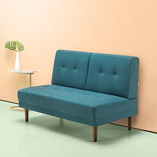 Zinus Juan Mid-Century 51 Inch Armless Sofa Couch Loveseat, Turquoise