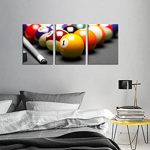 Apicoture Billiards Picture Canvas Wall Art Billiards Pool Hall Poster Pool Table Pictures Pool Room Wall Decor Ready to Hang 12"x16"x3 Pieces - Image 3