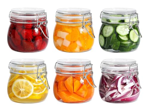 La mejor selección de Frascos Hermeticos de Vidrio los preferidos por los clientes. 41 U Chef Juego de 6 Frascos Herméticos de Vidrio, Tarros Redondos de Cristal, Almacenamiento de Alimentos de 17 onzas, Frascos de Vidrio con Tapa con Sello de Preservación...