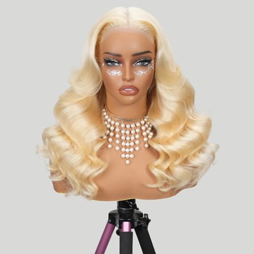 MLCAGATE 613 5x5 HD Lace Closure Wigs Human Hair 22 Inch 220% Density Body Wave Glueless Blonde Wig Human Hair Pre Plucked Triple Lifespan 3X No Tangle No Shedding No Synthetic