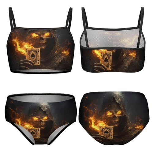 Death Holding Ace of Spades Girls Swimsuits Two Piece Bikini Sets Beach Sport Swimwear Bathing Suit3
