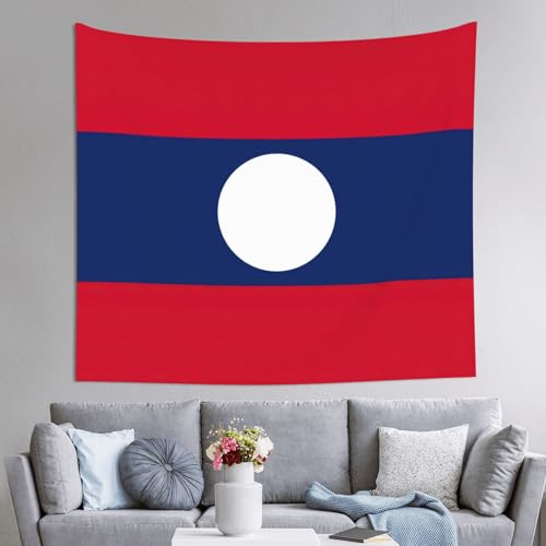 Grande tapisserie drapeau du Laos EdWal format 152 x 130 cm grand habillage mural de salon