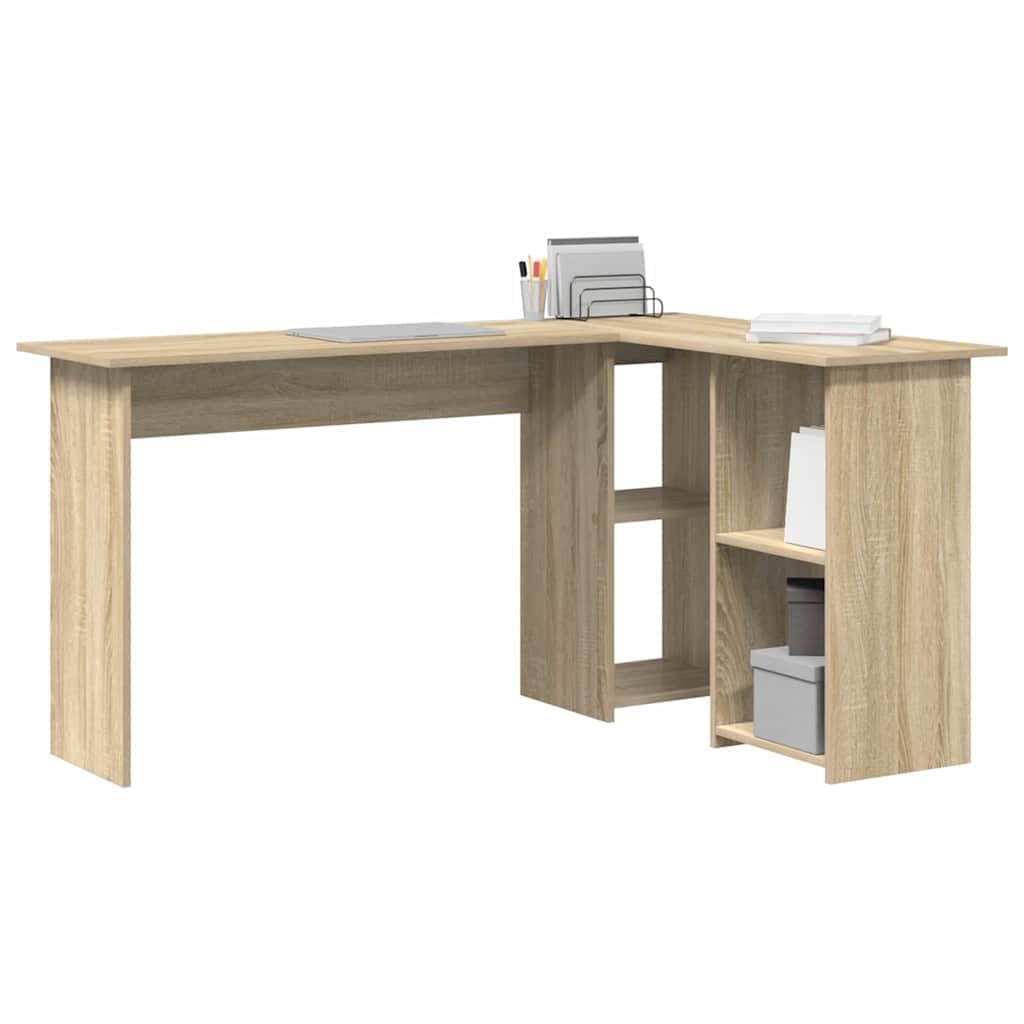 Schreibtisch Sonoma-Eiche Holzwerkstoff 142 x 102 x 73 cm Eckschreibtisch mit Stauraum für Büro und Homeoffice ergonomisch platzsparend Arbeitszimmer Laptop PC Gaming