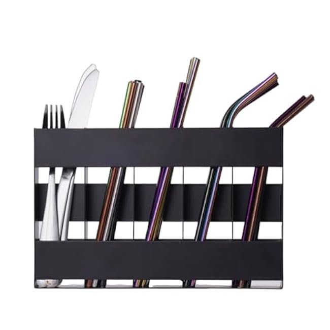 5 Compartment Metal Straw Organizers Adhesive Cabinet Mount Reusable Narrow Storage Shelves for Kitchen Office Adhesive Straw Organizers for Refrigerator