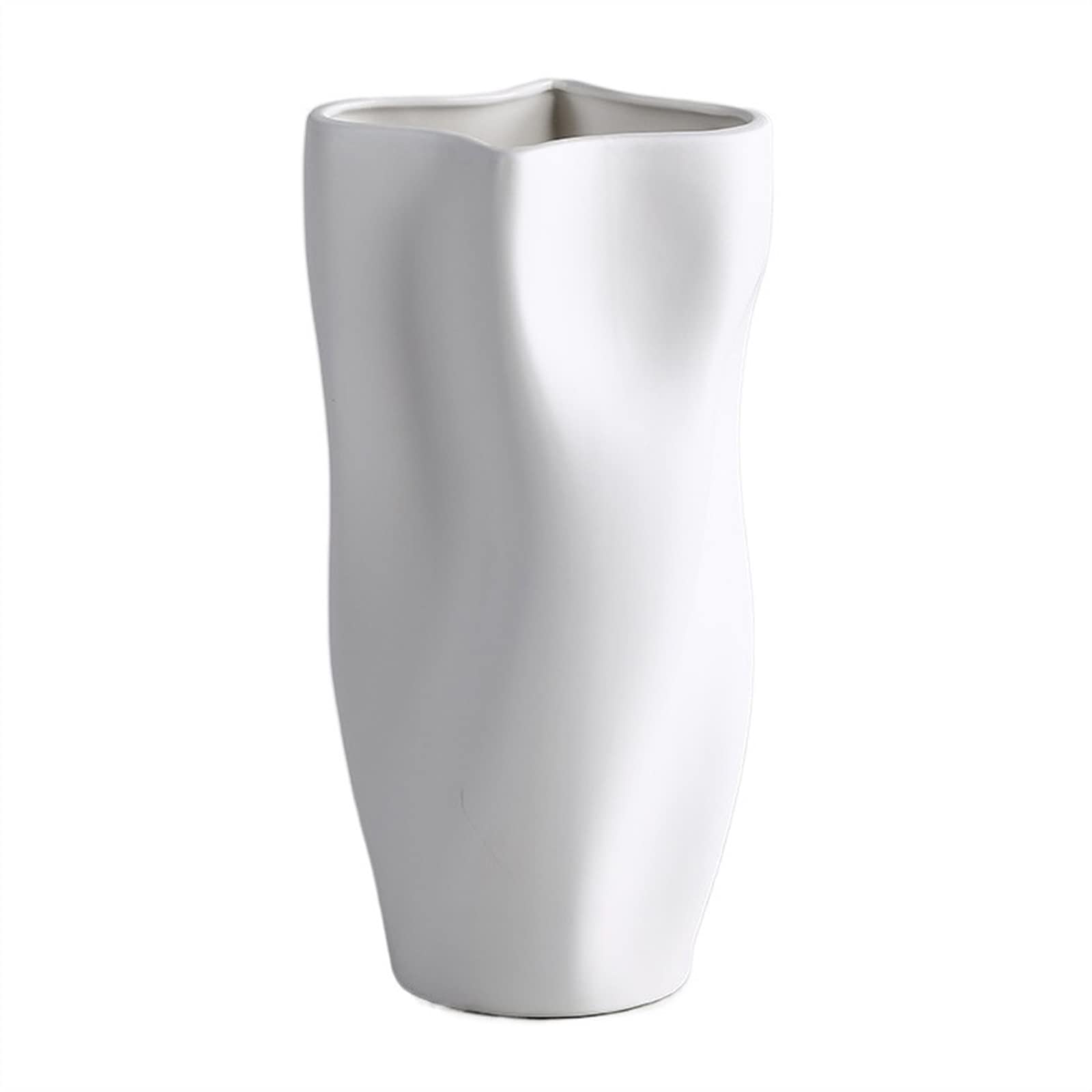Bzgpmfud Blanc Vase Desktop Flower Ceramic Decoration Tabletop Dry Green White Simple Irregular(Blanc)
