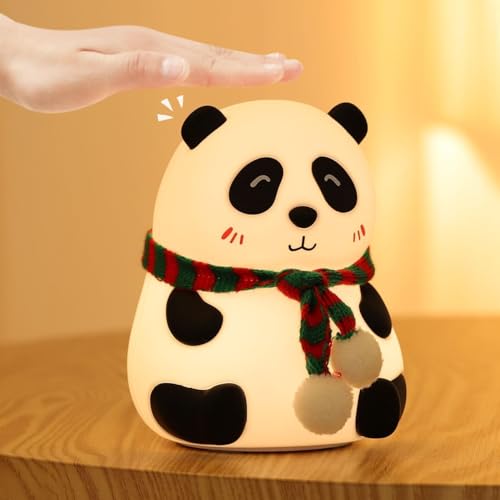 Image of Panda Night Lamp, Panda Touch Silicone Lamp, 7 Colour Changing Light for Kids Bedroom, USB Rechargeable,Birthday Gift for Girls and Boys