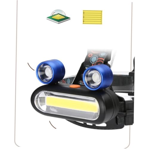 Linterna frontal LED recargable USB compacta para pesca nocturna negra 4