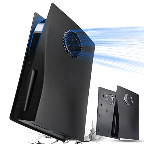 SIKEMAY PS5 Face Plates for Playstation 5 Console Disc Edition, PS5 Accessories ABS PS5 Cover Plates with Fan Vents, Hard Shockproof Anti-Scratch Replacement Protective Shell PS5 Black Plates