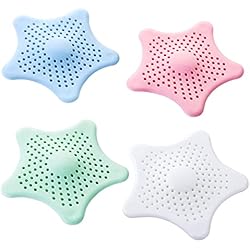 4 Piezas Silicona Protector de Drenaje, Tapa de Drenaje de con Ventosas Fuertes, Cubierta del DREN de Bañera Colador, Filtro para Fregadero para Cocina Baño