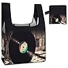 VstaDank Reusable Vinyl Records Grocery Bags Foldable Shopping Bags Heavy Duty Holiday Cloth Gifts Bag Large Tote Bag with Handles Washable Storage Pouch for Travel Shopping #5