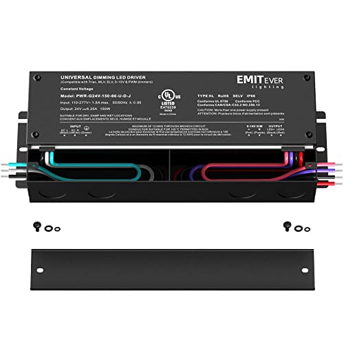 Emitever 1 Pack Dimmer Light Switch,Single-Pole Or 3-Way Dimmer Switches,Dimmer Switches For Dimmable Led,Cfl,Incandescent,Halogen Light Bulbs+Dimmable Led Driver, 150W Ac To Dc 24V Transformer #TOP6