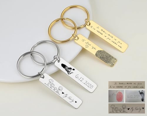 Image of Customized Keychain, Personalized Signature Keychain, Handwritten Keychain, In Memory of Gift, Loss Gift