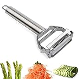 AnGeer Julienne Peeler, Stainless Steel Vegetable Peeler, Double-Sided Blade Vegetable Julienne Cutter and Fruit Slicer, Dual Blade Multifunction Potato Peeler