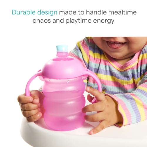 Munchkin Click Lock Bite Proof Trainer Sippy Cup, 8oz, 2 Pack, Pink/Purple | 6+ Months | Spill proof toddler cups with training handles and lid that locks with an audiable click - image 3