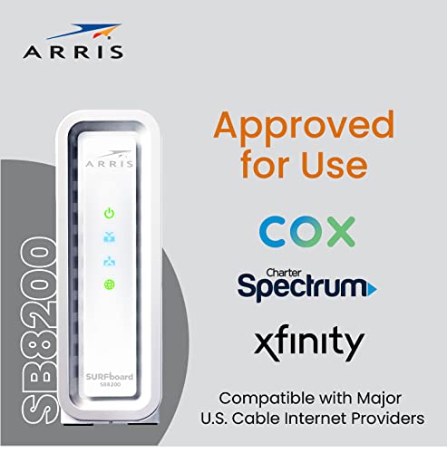 Arris Surfboard | Sb8200 Docsis 3.1 Modem (1 Gbps Max Speeds) & W121 Ax6600 Wifi 6 Mesh Tri-Band Router System Bundle (Coverage Up To 5,500 Sqft) | 2 Year Warranty | Mesh With Your Cable Internet #TOP2