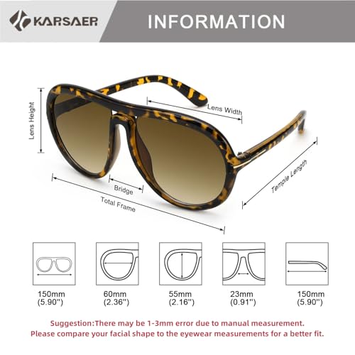 Image of Karsaer Oversized Vintage Aviator Sunglasses for Men Women?Big Retro Round Aviator Sunglasses K7132