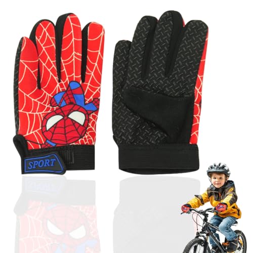 Image of PROBEROS Kids Cycling Gloves for Kids Riding Gloves with Cartoon Print Thermal Anti-Slip Full Finger Design for Children Age 6-9 Years
