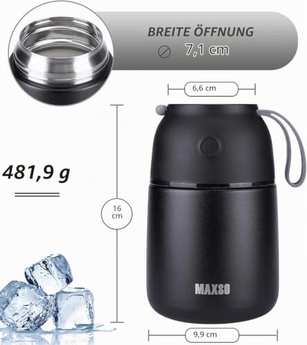 VITONIS Thermobehälter für Essen 500ml Edelstahl Isolierbehälter Gefäß für warme Speißen, Essen, Suppe… – Ansicht 5