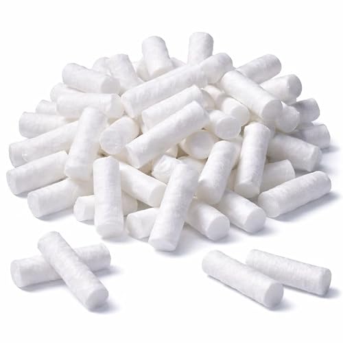 100 Dental Cotton Rolls, One Inch Nosebleed Plugs for Kids or Adults - Extra Absorbent Blood Clotting, Cotton Rolls (100 Count)