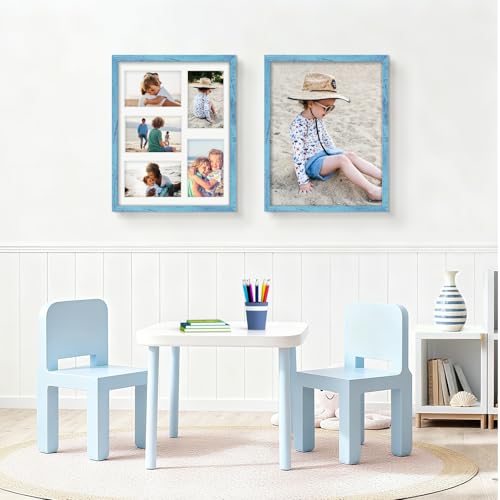 Image of DUENPY 11x14 Collage Picture Frame 4x6 Collage Picture Frame Displays Five 4x6 inch Photos or 11x14 (Without Mat) Wall Decor Wall Hanging or Tabletop Blue