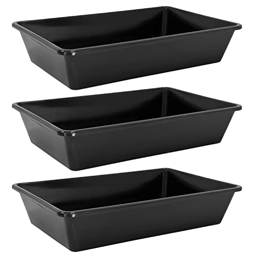 Petigi 3X Wanne aus Kunststoff Plastik Schüssel 20 L Staubbad Sandbad Plastikwanne Fusswanne Badewanne Kunststoffwanne eckig 60x40x12 cm Schwarz Aufbewahrung