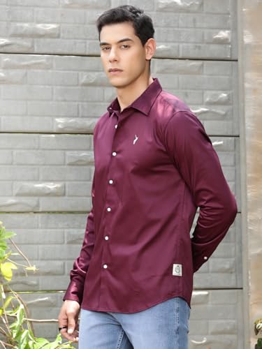 Image of Thomas Scott Men's | Solid | Full Sleeve | Slim Fit | Cotton Blend | Spread Collar | Casual Shirt