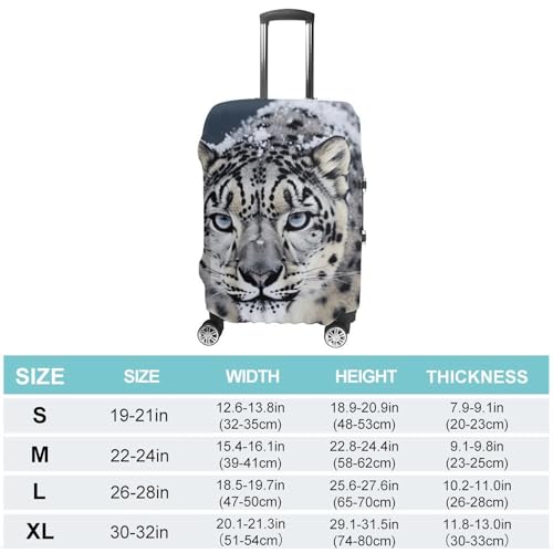 Blue Eyed Snow Leopard Printed Luggage Cover Protector, Fits 18-32 Inch Luggage2