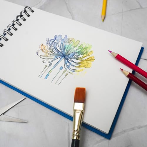 Image of NOTEHOUSE A5 Landscape Spiral Sketchbook (14x21 cm) | 96 Unruled White Thick Pages | Professional Drawing Notebook | Blue Hard Cover Art Book for Artists & Students
