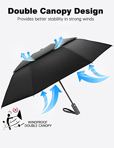 Vuteehy Windproof Umbrella, Travel Umbrella For Rain With 16 Ribs Double Canopy Vented, Waterproof Folding Umbrella With Inverted Design, Auto Open Close - Compact Rain Umbrella For Men And Women #TOP1