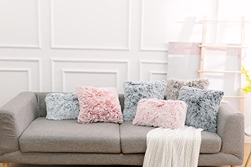 Nordeco Home Luxury Soft Faux Fur Fleece Cushion Cover Pillowcase Decorative Throw Pillows Covers, No Pillow Insert, 18" X 18" Inch, Brown Ombre, 2 Pack #TOP5