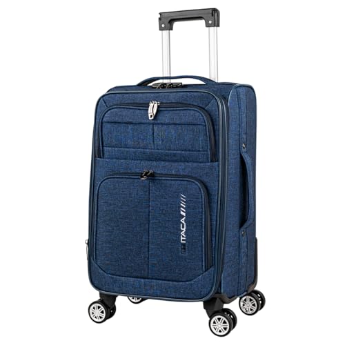 ITACA - Maletas De Viaje Cabina 55X40X20 Material EVA ligero, Trolley Con Ruedas Maleta De Mano Para Avion Maleta Cabina Equipaje Para Viajes Cortos. Candado de Combinación compatible Ry, Azul vaquero