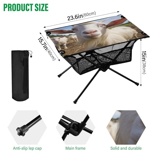 Mesa Plegable de Camping Outdoor Cute White Goat con Bolsa para Transporte miniatura 3