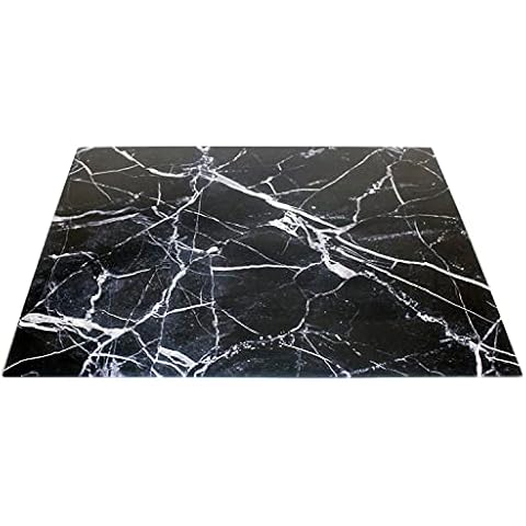 Biznest Black-Marble Effect Glass Worktop Saver Cover