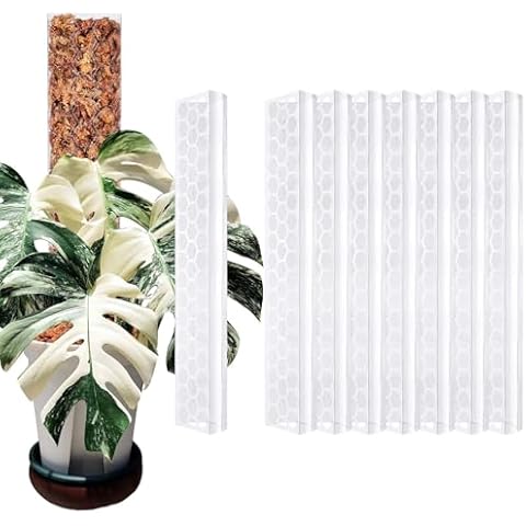Haispring 8 Pcs 17 Inch Plastic Moss Pole for Plants Monstera,Designed Specifically for Climbing Plants, Stackable Plant Support for Indoor Plants (Transparent) Cover