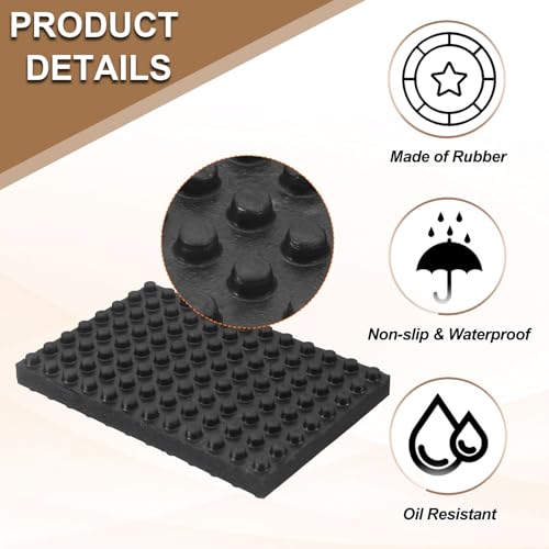 Almohadillas antivibratorias de base sólida PATIKIL placas cuadradas de goma antichoque 4x6" 3