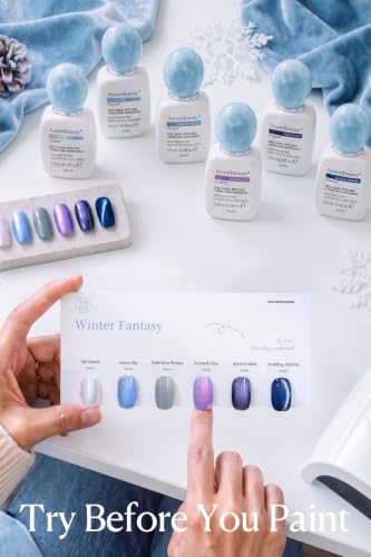 Image of AZUREBEAUTY HEMA-Free 15ML Blue Gel Polish Set, 6 Icy Winter Colors
