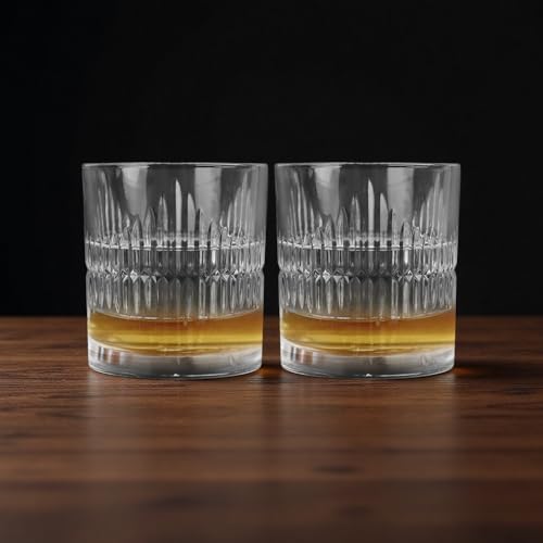 Mlysnd Whisky Set, 2 Stück Whisky Geschenke für Männer 330 ml, aus Kristallglas, angenehm zu halten, schön und sicher, geeignet für Scotch Whisky, Cocktails, Wodka Gläser (A)