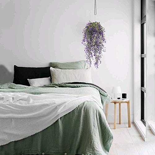 Nahuaa 2Pcs 31.5 Inches Fake Hanging Vine Outdoor Artificial Hanging Plants Rattan Fences Luxuriant Wall Hang Garland Porch Patio Arch Balcony Basket Garden Party Wedding Decor Purple #TOP5