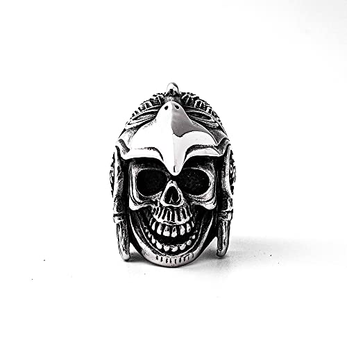 Ancient Indian Aztec Eagle Warrior Ring Heavy Mens Stainless Steel Biker Skull Rings Punk Jewelry For Him